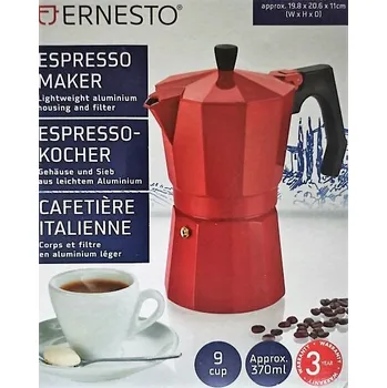 Moka konvice ERNESTO Konvička na espresso Pressione 370 ml, červená