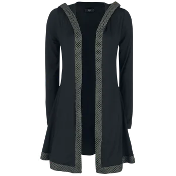 Dámský svetr Kardigan z Black Premium by EMP - Kardigán s kapucí a lemem s keltskými uzly - Ženy - černá