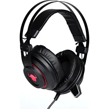 Sluchátka Red Fighter H3, sluchátka s mikrofonem, ovládání hlasitosti, černo-červená, herní, podsvícená, 3.5