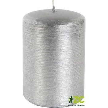 Svíčka Svíčka válec Kontury drátkovaný motiv 70x100 mm - metalická stříbrná