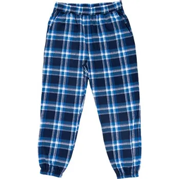 Pánské kalhoty Burnside Pánské flanelové kalhoty BU8810 Blue - White -Checked XXL