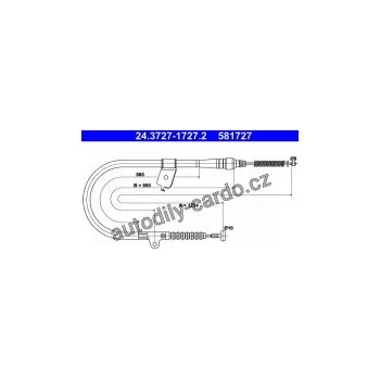 Brzdová hadice Lanko ruční brzdy ATE 24.3727-1727 (AT 581727)