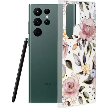 Pouzdro na mobilní telefon Kryt Samsung Galaxy S22 Ultra Techsuit - Marble Series - Chloe White