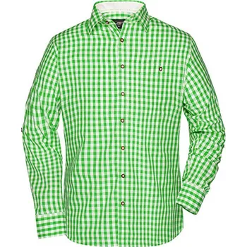 Pánská košile James&Nicholson Pánská kostkovaná košile JN638 Green-White S