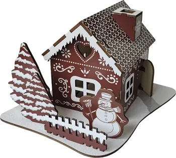 Vánoční dekorace Dřevěná skládačka 3D perníková chaloupka 