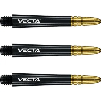 Příslušenství pro šipky Násadky na šipky Winmau Vecta intermadiate 41mm, černý plast, zlatý hliníkový top