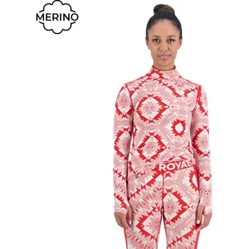 Tričko Mons Royale Wms Cascade Mock Neck LS retro red nordtek M 2023 - Odesíláme do 24 hodin