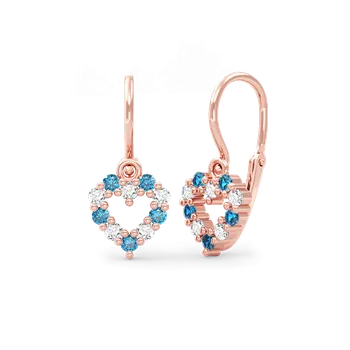 Náušnice SOLUNA Zlaté dětské náušnice se středně modrými a čirými zirkony JANET růžové zlato