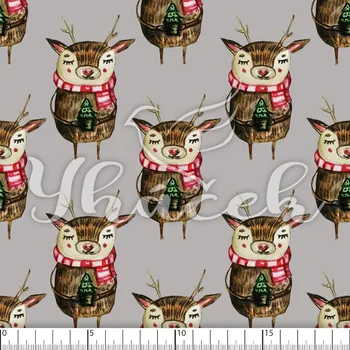 Zakázkový tisk, softshell, kočárkovina... Jelínek s vánočním stromečkem na šedé Látky k tisku: Microfirba