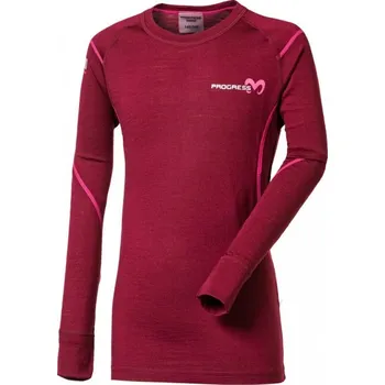 triko dlouhé dětské Progress NDRD merino švestkový melír (triko dlouhé dětské Progress NDRD merino švestkový melír)