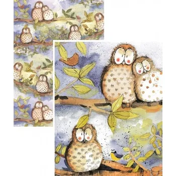 Balící papír Balící papír Owls, Alex Clark 50*70 cm (Balicí papír se sovou, sova)