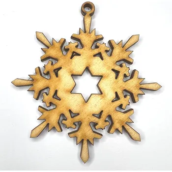 Výtvarná sada Dřevěný výřez Vločka 8, vyřezaný vzor, 75 mm