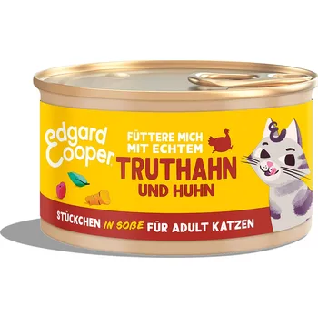 Krmivo pro kočku Edgard & Cooper lahodné kousky v omáčce, krocan a kuřecí maso 18 × 85 g