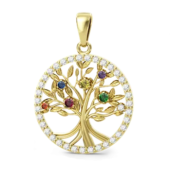 Přívěsek SOLUNA VIDA zlatý přívěsek se zirkony STROM ŽIVOTA v barvách čaker žluté zlato