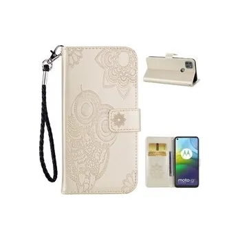 Pouzdro na mobilní telefon Knížkové pouzdro Moto G9 Power - sova zlatá
