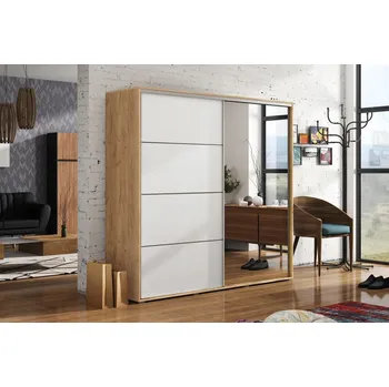 Dětská skříň Stylová šatní skříň Bosko A 175 výška 245 cm - dub craft zlatý/bílý mat