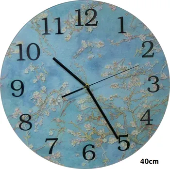 Hodiny Nástěnné hodiny Vincent van Gogh, Květ mandle - Ø 40 cm