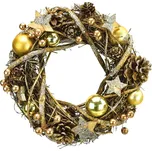 Ratanový věnec s hvězdami zlatý 24 cm