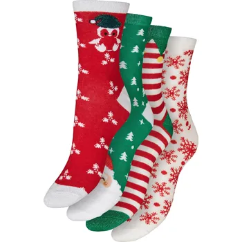 Vero Moda dámské vánoční ponožky Elf 4 páry červené-zelené