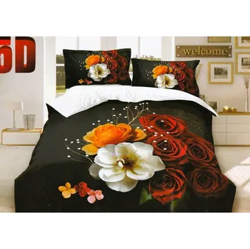 Povlečení Beilai 3-dílné 3D Povlečení Růže 09 Barva: Hnědá, rozměr: 140x200cm