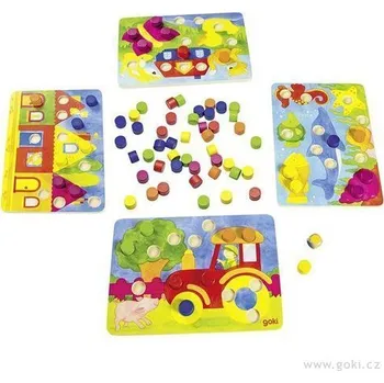 Dřevěná hračka GOKI Kostičková hra barvičky, 95 dílů