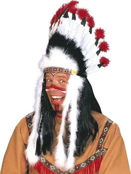 Karnevalový doplněk Widmann Indiánská péřová čelenka černobílá