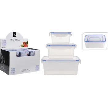 Dóza na potraviny Sada 3ks čtvercových dóz Excelent s těsnícím víkem