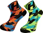 HAVEN Cyklistické ponožky klasické - LITE SILVER NEO 2PAK - oranžová/zelená 37-39
