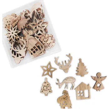 Vánoční dekorace Vánoční přízdoby dřevo 72ks/3,5cm natur (550733)