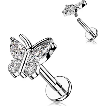 Piercing Piercing do brady - motýlek (1,2 x 8 mm)