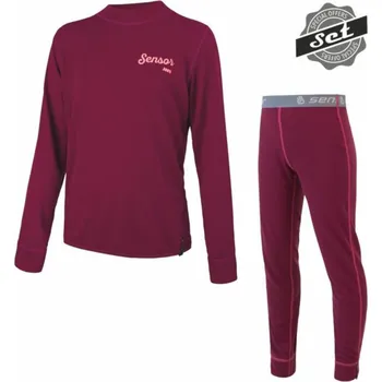 Set dětského termoprádla Sensor Double Face Set Logo juniorský triko dl.rukáv + spodky lilla 140