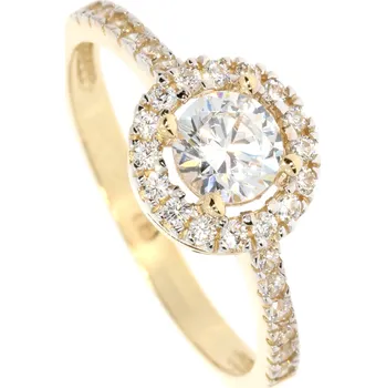 Šperk Zlatnictví Helios Třpytivý zlatý prsten se zirkony Velikost: 54, Váha: 2,3g