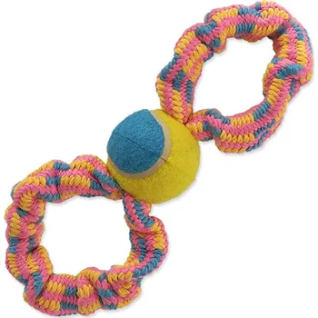 Hračka pro psa Dog Fantasy Přetahovadlo DF osmička barevné + tenisák vzor 2, 27cm