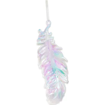 Vánoce Peříčko závěs pvc 13,5cm bílá perleť (548549)