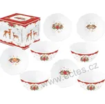 Easy Life CHRISTMAS MELODY porcelánové dezertní misky ptáčci červenky a vánoční hvězda 200ml 4 ks