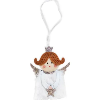 Vánoční dekorace Andělka závěs filc 2ks/8cm bílá (550528)