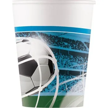 Jednorázové nádobí Papírové kelímky, fotbal, 200ml, 8ks
