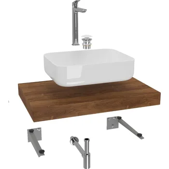 Koupelnový nábytek Koupelnová sestava Siko s deskou pod umyvadlo Dolce 80x8x50 cm dub charleston KSETDO8