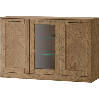 Komoda Komoda třídveřová s prosklením dub rustikal olejovaný COZY 45