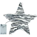 Anděl Přerov Hvězda proutěná 30x30x8cm, 30 LED studená bílá+30cm kabel-na baterie