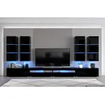 Ral Obývací stěna MOLY 364 cm - Černý lesk