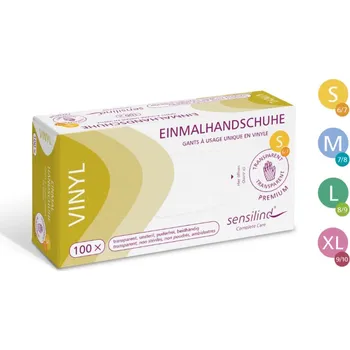 Pracovní rukavice SENSILIND Rukavice Vinil Premium, transparentní, 1 bal/100 ks - XL