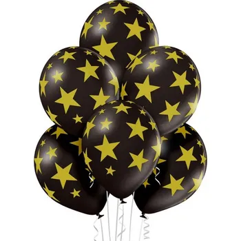 Balónek Balónek s potiskem hvězd, 30cm, černá, 6ks