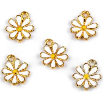 Kovový přívěsek / taháček na zip květ Ø12 mm, barva bílá