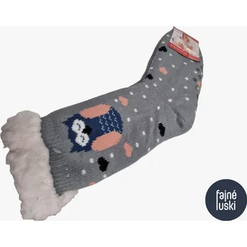 Dámské ponožky Emi Ross Dámské vánoční ponožky s kožíškem sovičky 39-42 (26-28cm) barva č.6