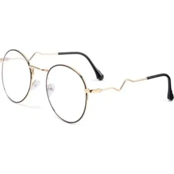 Brýlová obroučka Retro kulaté brýle proti modrému světlu - Černo zlaté