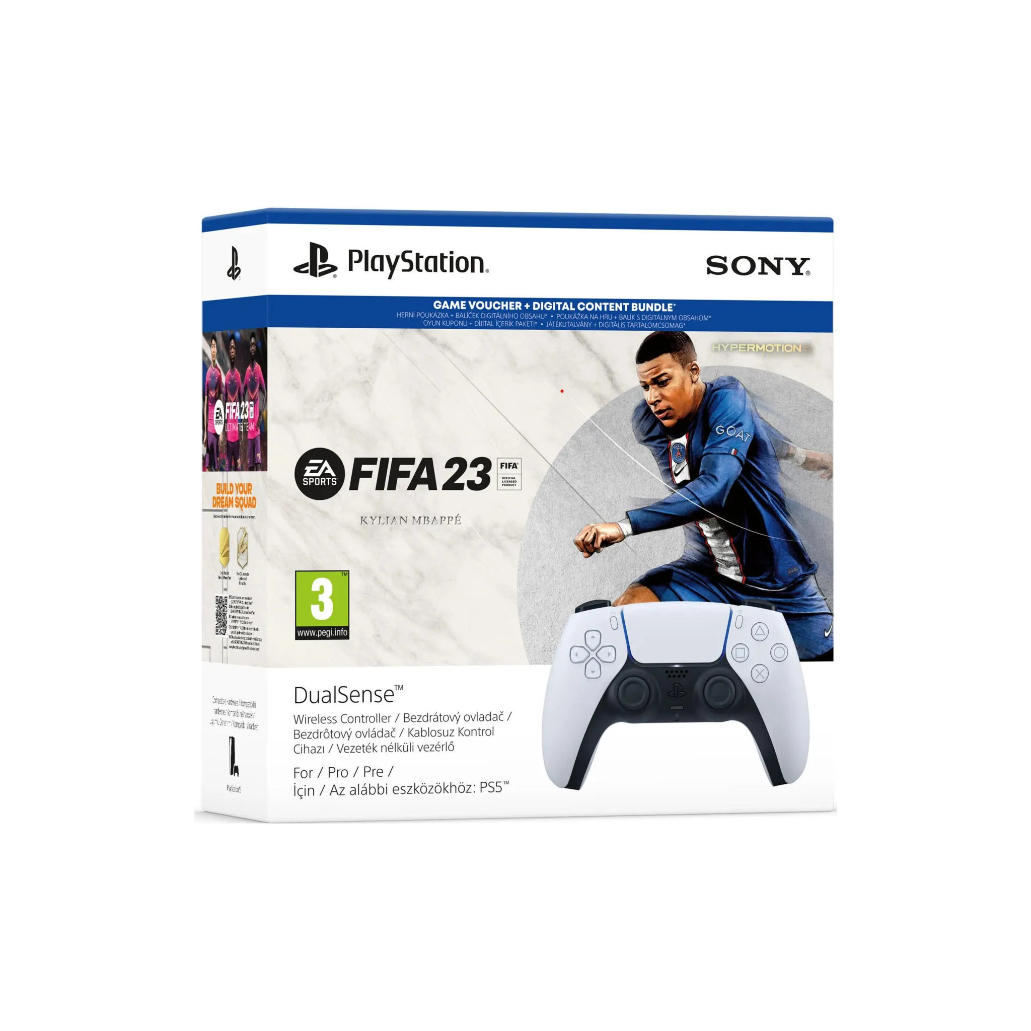 Fotografie 3 - Gamepad Sony PlayStation 5 DualSense Wireless Controller White + FIFA 23 (PS719440192)