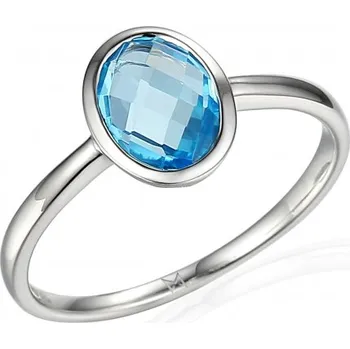 Prsten Originální prsten Devon, bílé zlato a modrý topaz (blue topaz) Velikost: 60