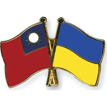 Odznak (pins) 22mm vlajka Tchaj-wan+Ukrajina - barevný