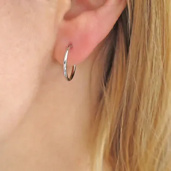 Náušnice Stříbrné náušnice lesklé kroužky 16mm Rhodium Stříbro 925/1000